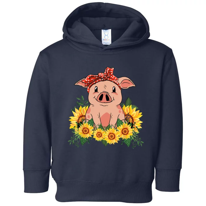 Cute Pig Bandana Sunflower Funny Farm Animal Lover Toddler Hoodie