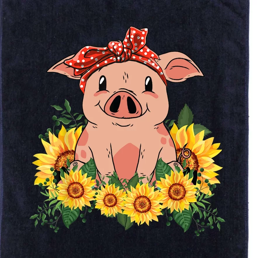 Cute Pig Bandana Sunflower Funny Farm Animal Lover Platinum Collection Golf Towel