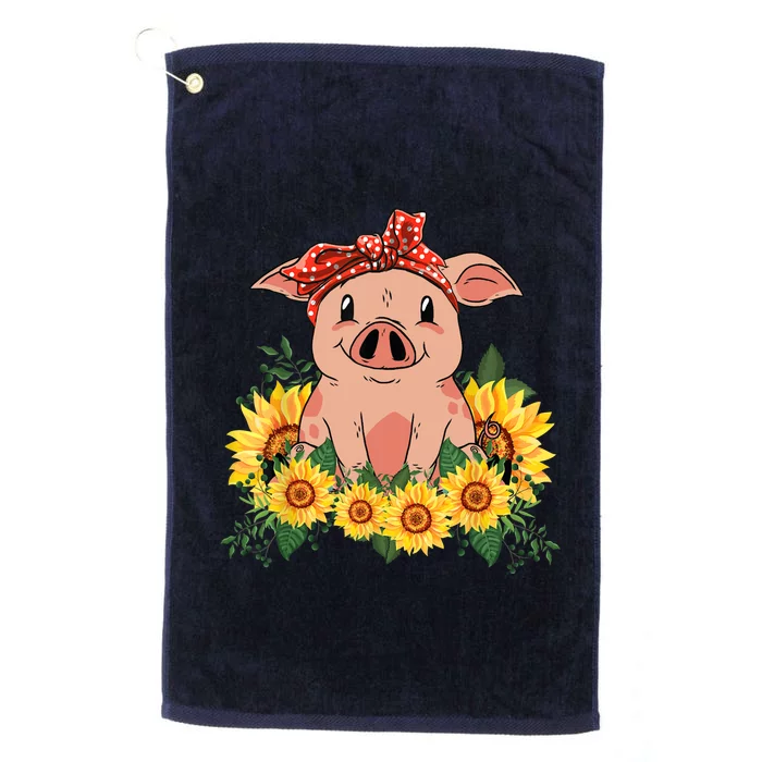 Cute Pig Bandana Sunflower Funny Farm Animal Lover Platinum Collection Golf Towel