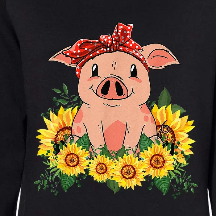 Cute Pig Bandana Sunflower Funny Farm Animal Lover Womens California Wash Sweatshirt