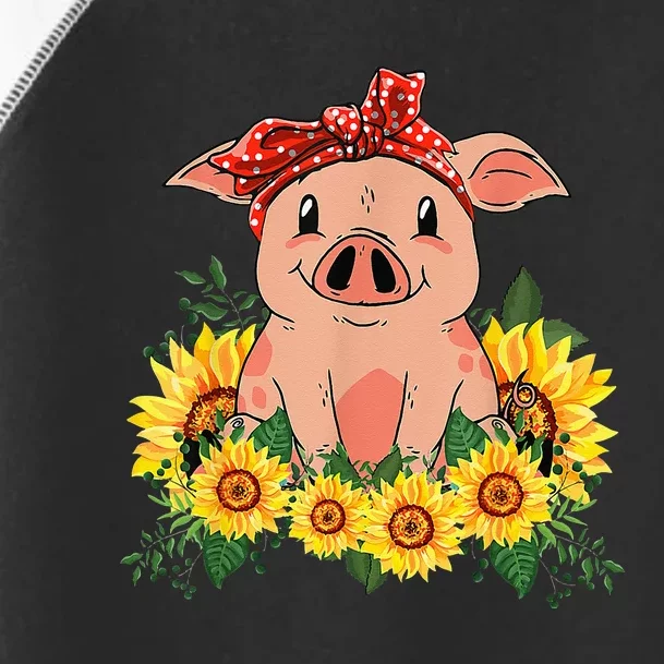 Cute Pig Bandana Sunflower Funny Farm Animal Lover Toddler Fine Jersey T-Shirt