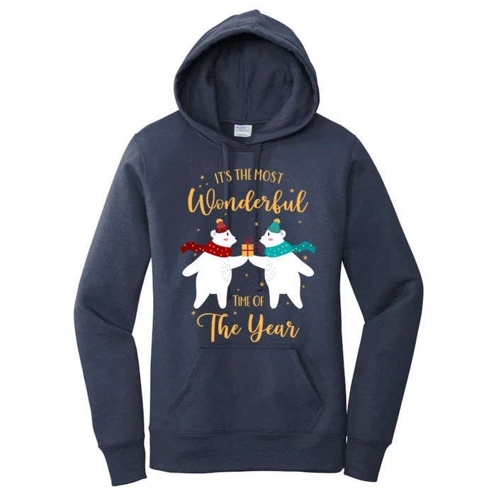 Christmas Polar Bear Its The Most Wonderful Time Of The Year Gift Women's Pullover Hoodie