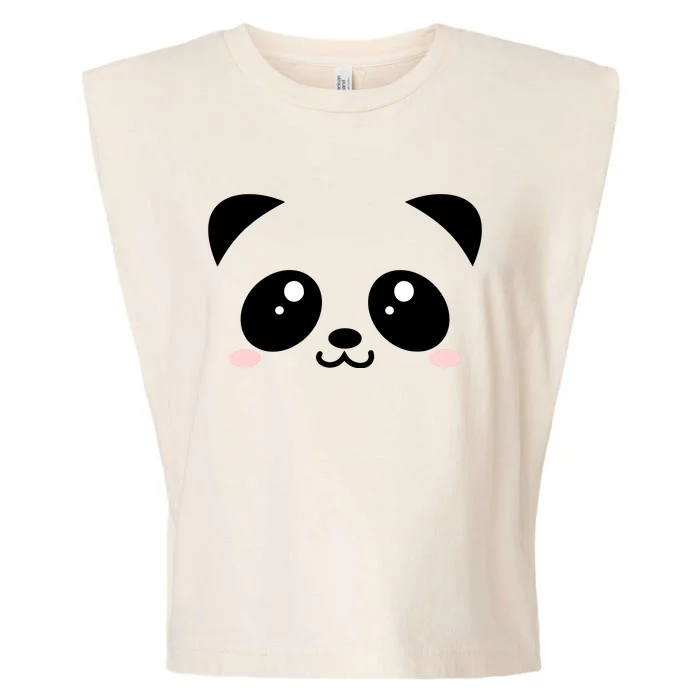 Cute Panda Bear Black & White Kawaii Cartoon Animal Face Garment-Dyed Women's Muscle Tee