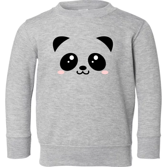 Cute Panda Bear Black & White Kawaii Cartoon Animal Face Toddler Sweatshirt