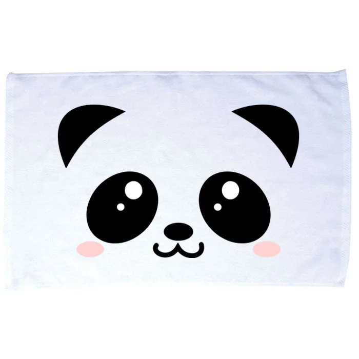 Cute Panda Bear Black & White Kawaii Cartoon Animal Face Microfiber Hand Towel