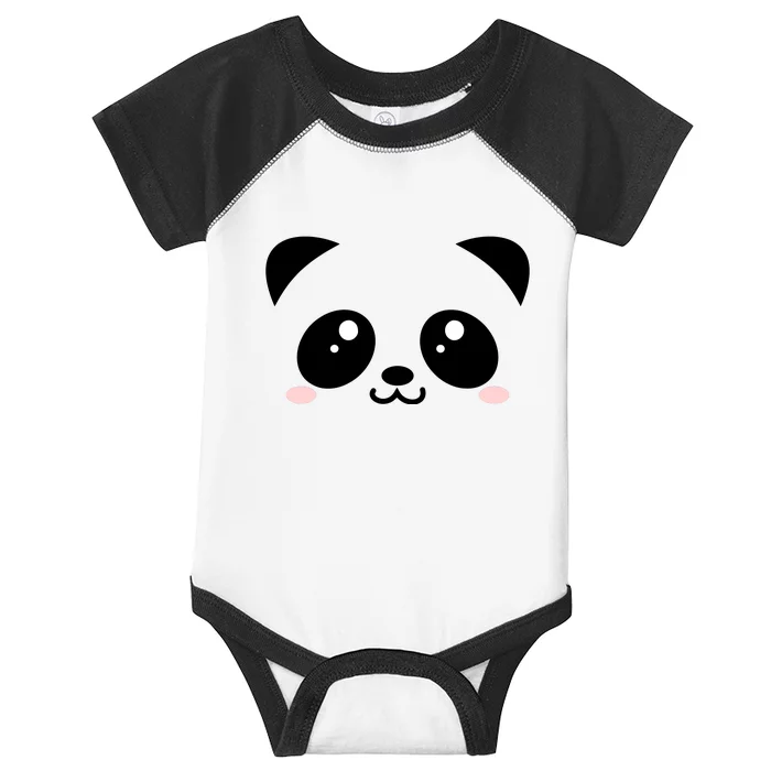 Cute Panda Bear Black & White Kawaii Cartoon Animal Face Infant Baby Jersey Bodysuit