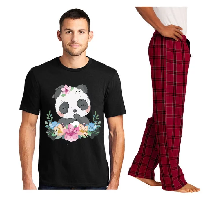 Cute Panda Bear Gift Flower Panda Pajama Set