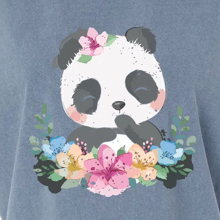 Cute Panda Bear Gift Flower Panda Garment-Dyed Women's Muscle Tee