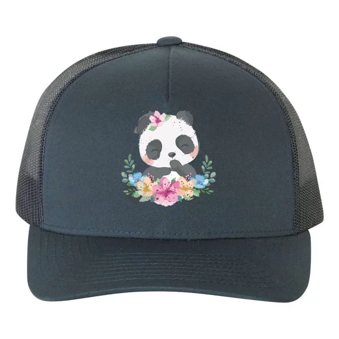 Cute Panda Bear Gift Flower Panda Yupoong Adult 5-Panel Trucker Hat