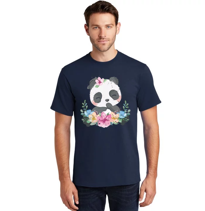 Cute Panda Bear Gift Flower Panda Tall T-Shirt