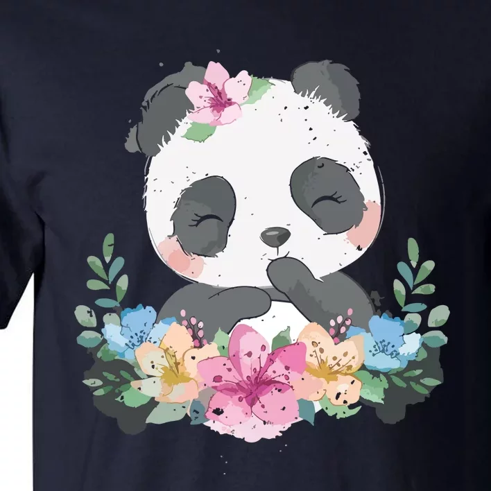 Cute Panda Bear Gift Flower Panda Tall T-Shirt