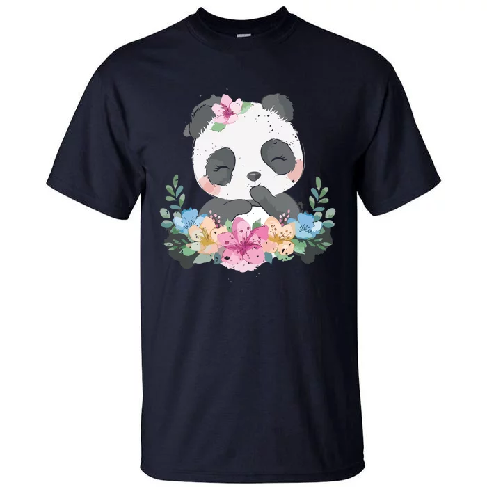 Cute Panda Bear Gift Flower Panda Tall T-Shirt