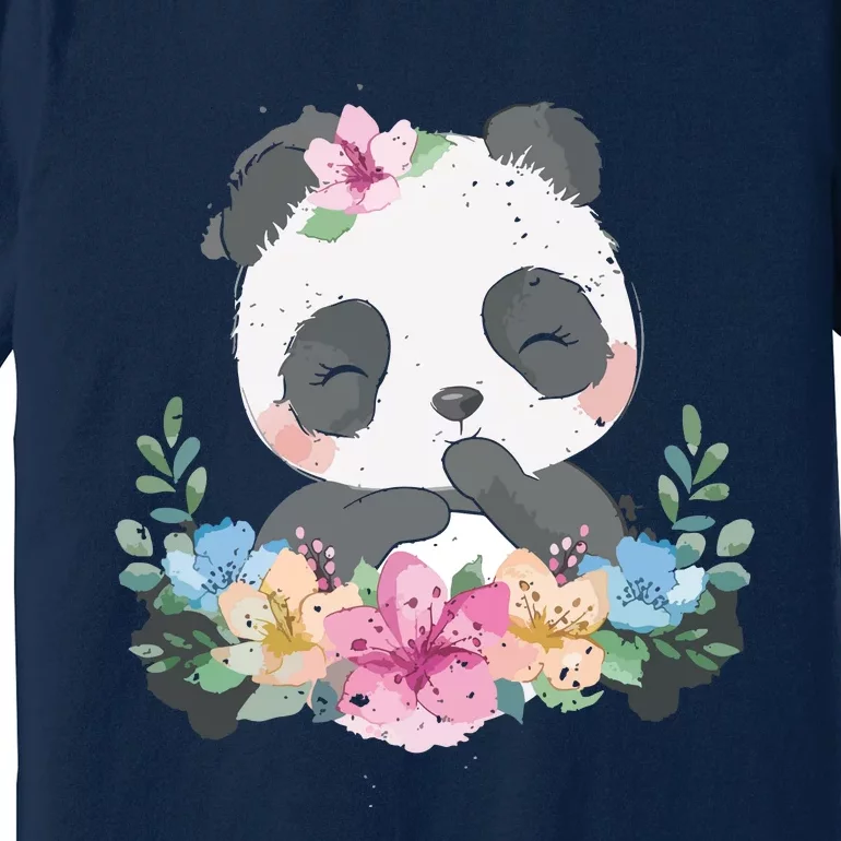 Cute Panda Bear Gift Flower Panda Premium T-Shirt