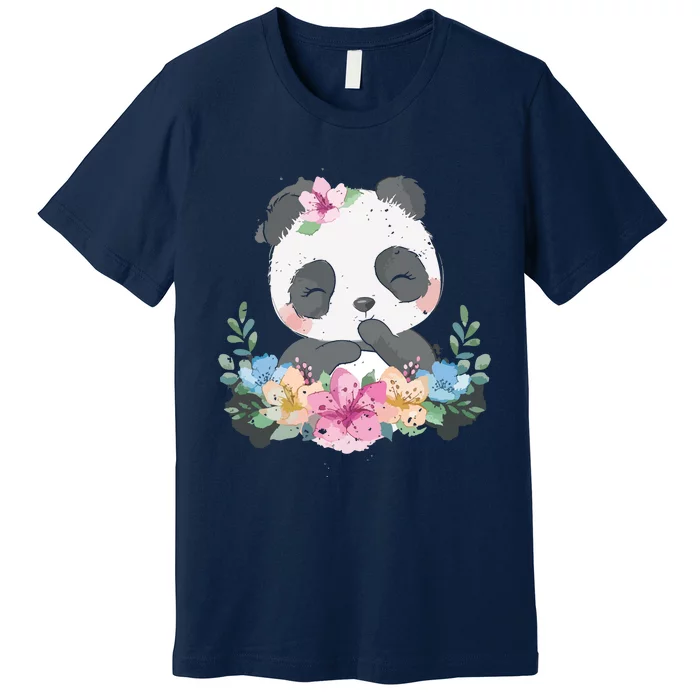 Cute Panda Bear Gift Flower Panda Premium T-Shirt