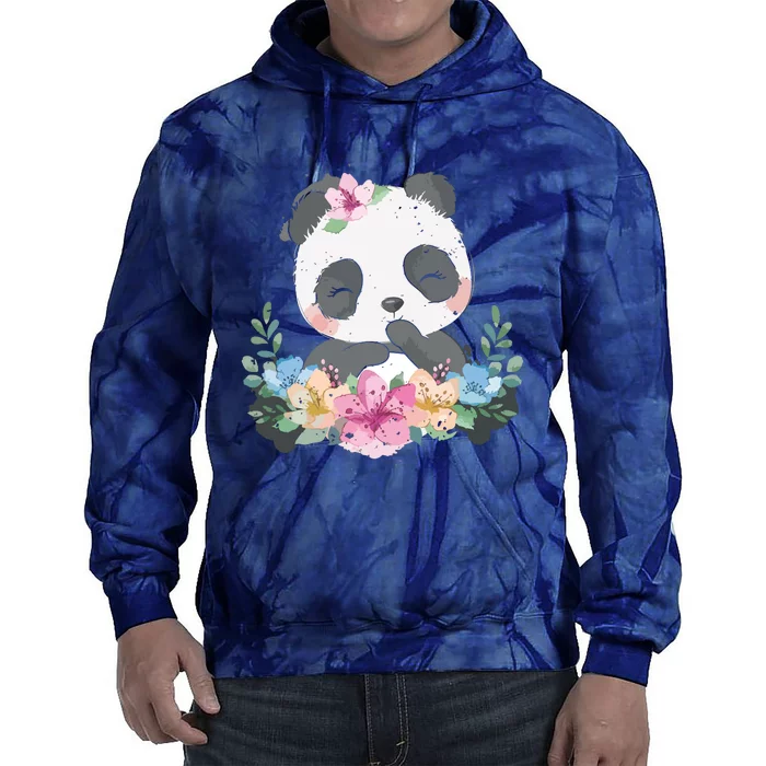 Cute Panda Bear Gift Flower Panda Tie Dye Hoodie