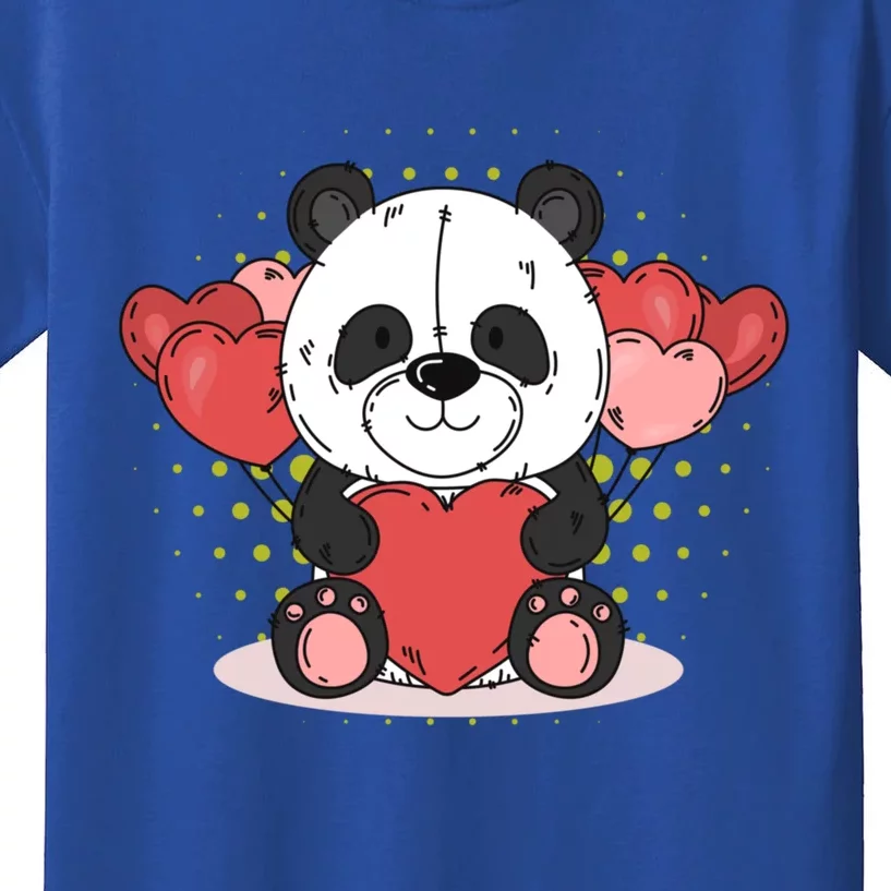 Cute Panda Bear Valentines Heart Love Panda Valentines Gift Kids T-Shirt