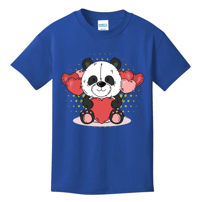 Cute Panda Bear Valentines Heart Love Panda Valentines Gift Kids T-Shirt