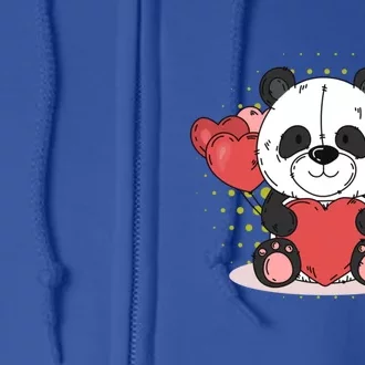 Cute Panda Bear Valentines Heart Love Panda Valentines Gift Full Zip Hoodie