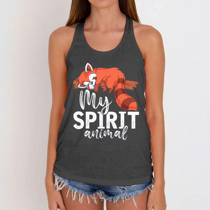 Cute Panda Bear Funny Animal Lover Gift Red Panda Women's Knotted Racerback Tank