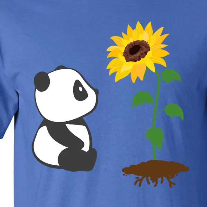 Cute Panda Bear Sunflower Summer Sunshine Panda Lover Cute Gift Tall T-Shirt