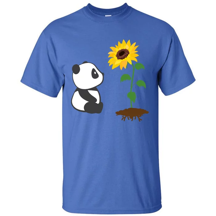 Cute Panda Bear Sunflower Summer Sunshine Panda Lover Cute Gift Tall T-Shirt