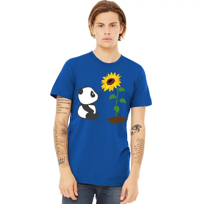 Cute Panda Bear Sunflower Summer Sunshine Panda Lover Cute Gift Premium T-Shirt