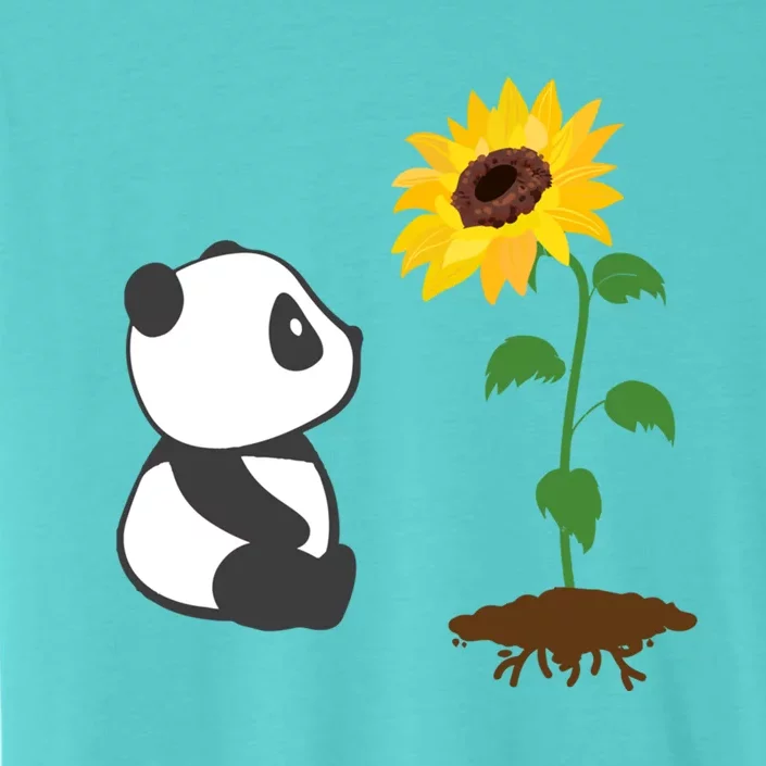 Cute Panda Bear Sunflower Summer Sunshine Panda Lover Cute Gift ChromaSoft Performance T-Shirt