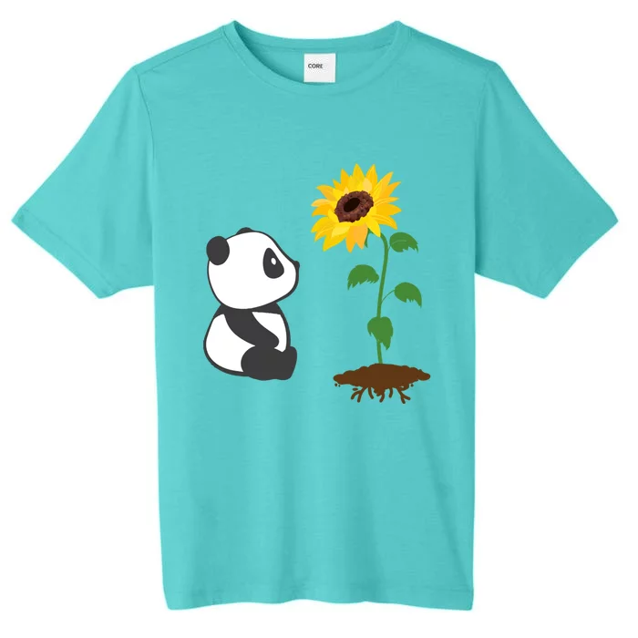 Cute Panda Bear Sunflower Summer Sunshine Panda Lover Cute Gift ChromaSoft Performance T-Shirt