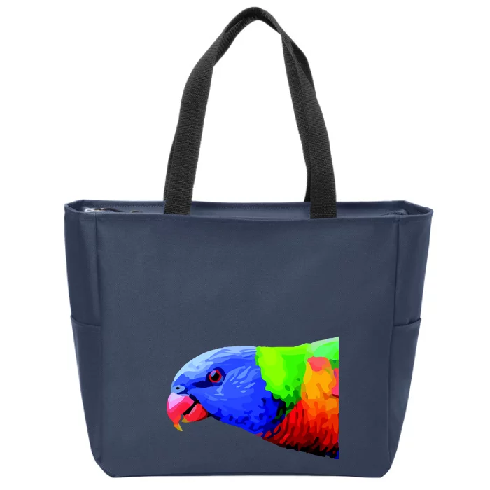 Cool Parrot Bird Funny Side Action Zip Tote Bag