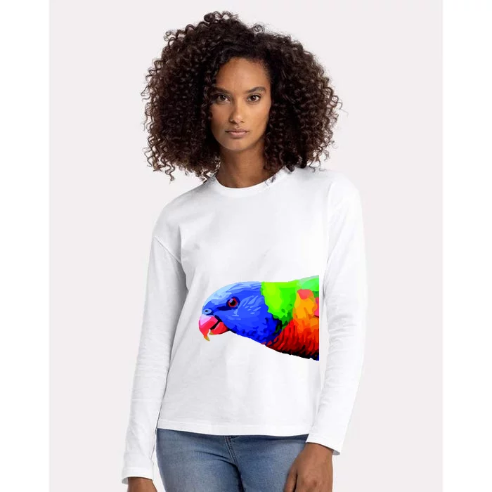 Cool Parrot Bird Funny Side Action Womens Cotton Relaxed Long Sleeve T-Shirt