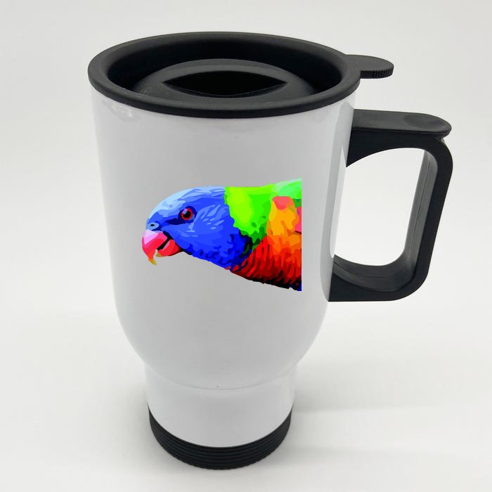 Cool Parrot Bird Funny Side Action Front & Back Stainless Steel Travel Mug