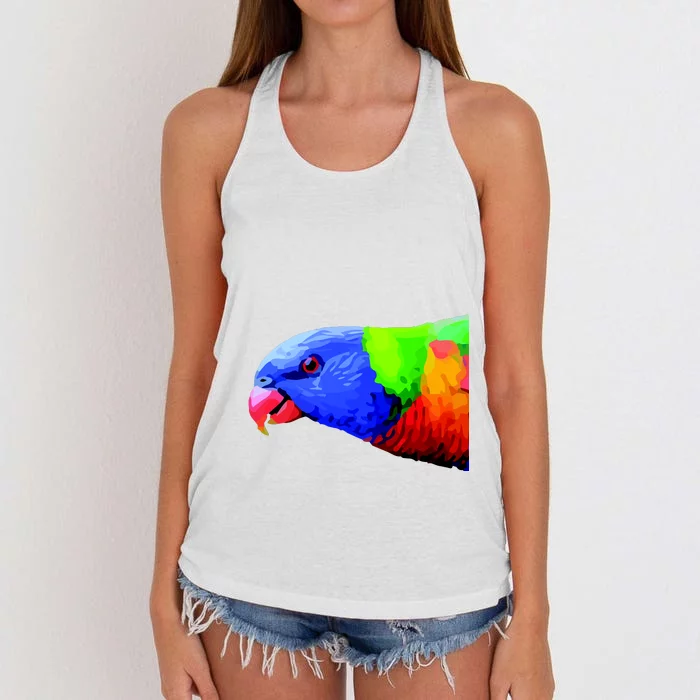 Cool Parrot Bird Funny Side Action Women's Knotted Racerback Tank