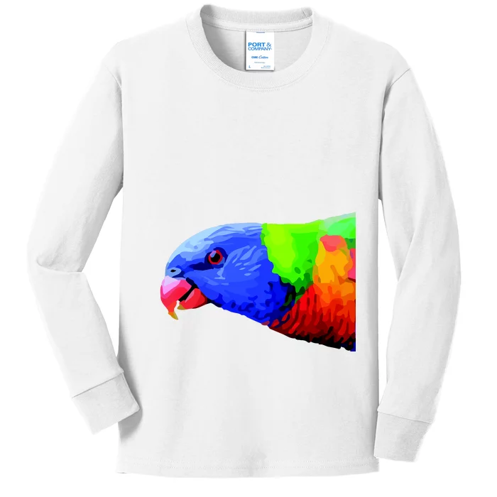 Cool Parrot Bird Funny Side Action Kids Long Sleeve Shirt