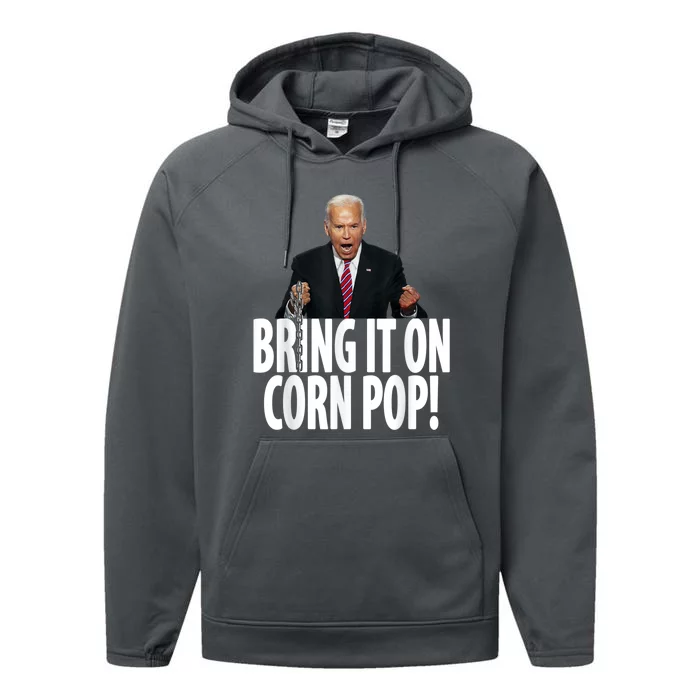 Corn Pop Biden Funny Cornpop Bad Dude Joe Biden Meme Performance Fleece Hoodie