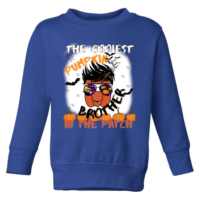 Coolest Pumpkin Brother In The Patch Halloween Gift Toddler Sweatshirt