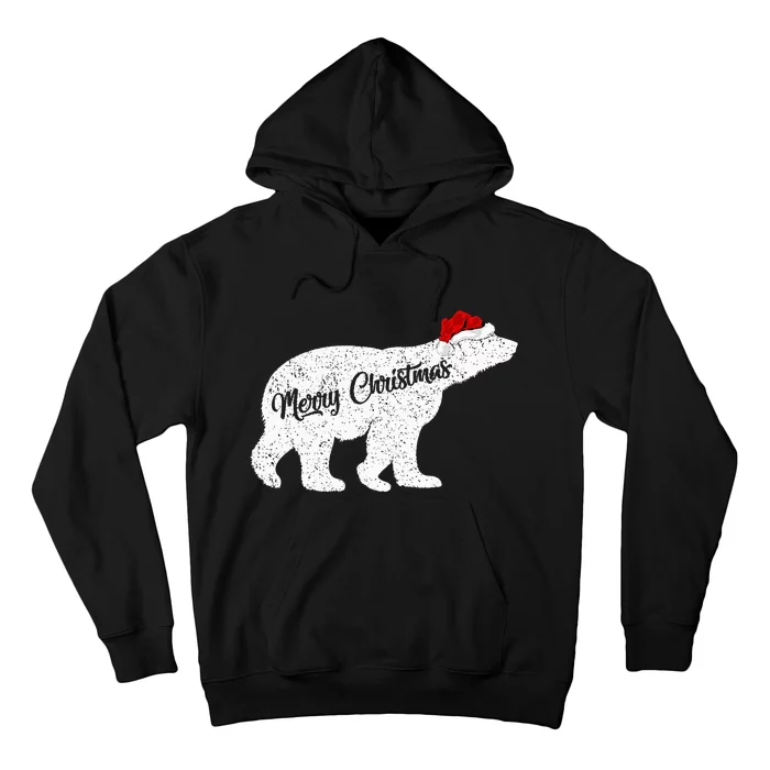 Christmas Polar Bear Santa Hat Festive Animal Lover Gift Hoodie