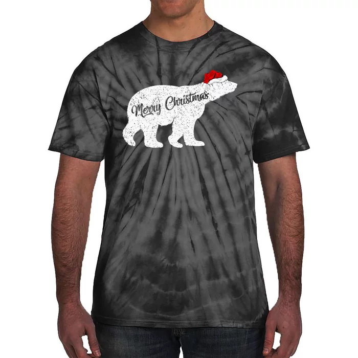 Christmas Polar Bear Santa Hat Festive Animal Lover Gift Tie-Dye T-Shirt