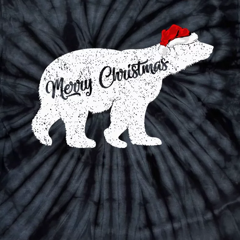 Christmas Polar Bear Santa Hat Festive Animal Lover Gift Tie-Dye T-Shirt