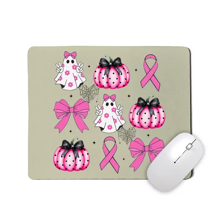 Coquette Pumpkin Breast Cancer Awareness Ghost Halloween Mousepad