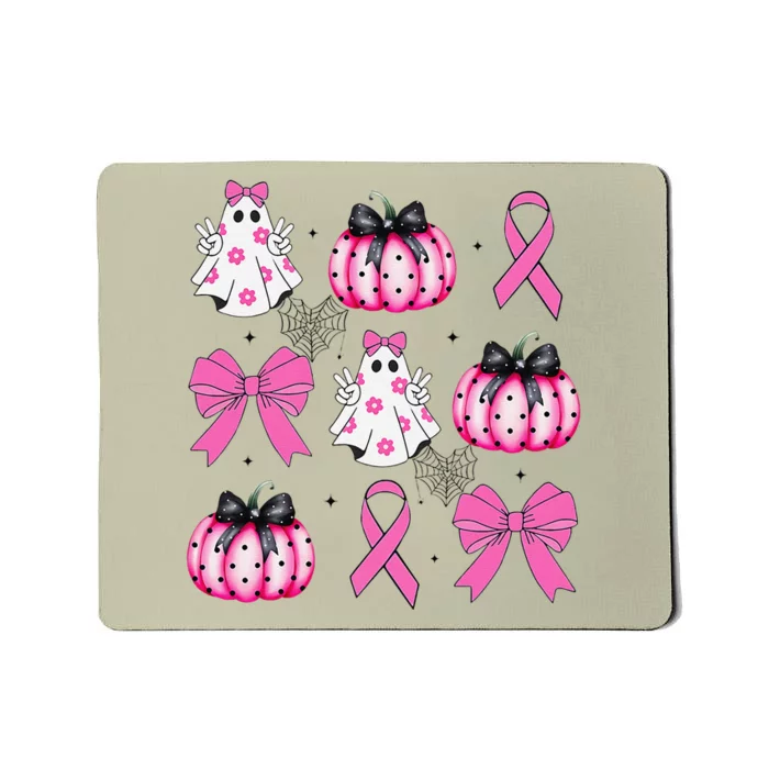 Coquette Pumpkin Breast Cancer Awareness Ghost Halloween Mousepad