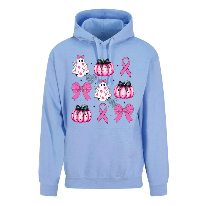 Coquette Pumpkin Breast Cancer Awareness Ghost Halloween Unisex Surf Hoodie