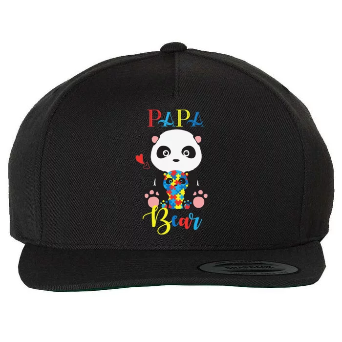 Cute Panda Bear Lovers PaPa Panda Autism Father Puzzle Baby Wool Snapback Cap