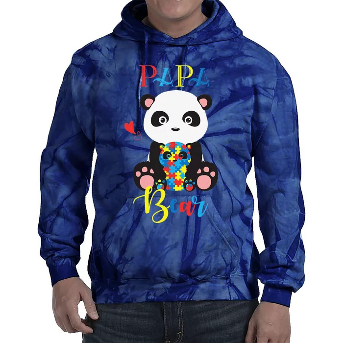 Cute Panda Bear Lovers PaPa Panda Autism Father Puzzle Baby Tie Dye Hoodie