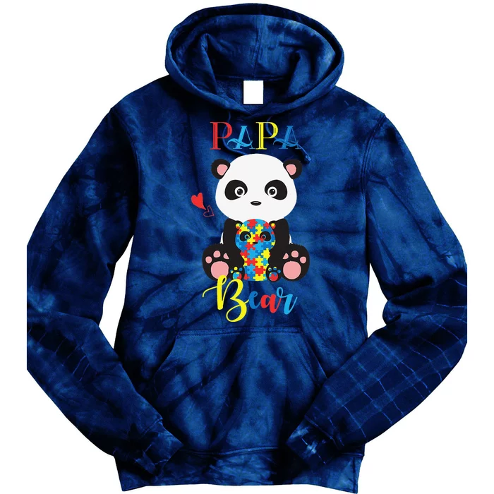 Cute Panda Bear Lovers PaPa Panda Autism Father Puzzle Baby Tie Dye Hoodie