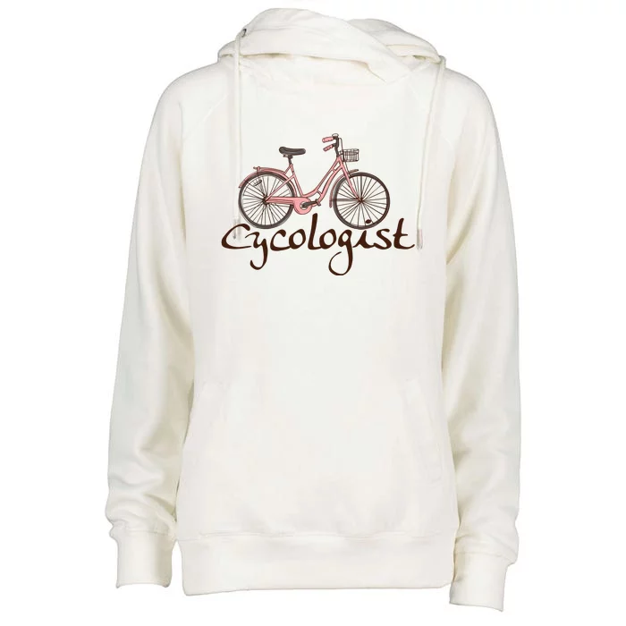 Cycologist Pink Bicycle Cyclist Gift Cute Cycling Womens Funnel Neck Pullover Hood