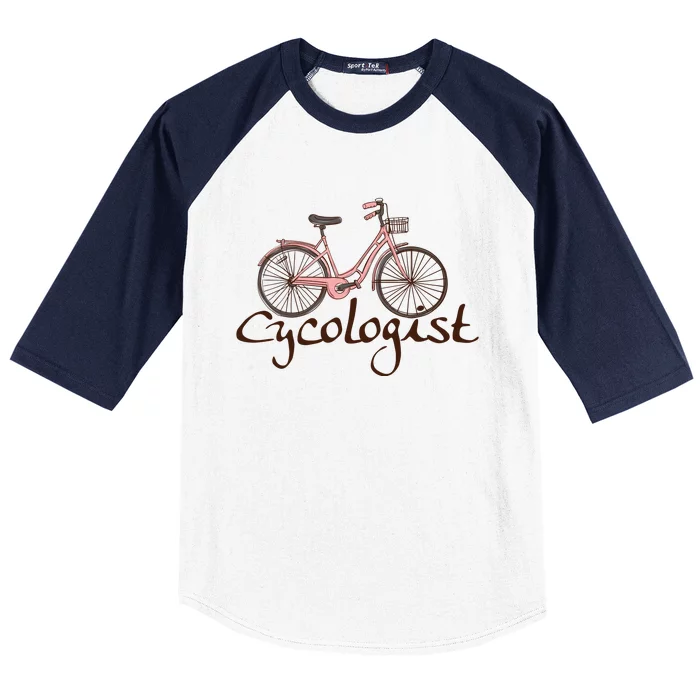 Cycologist Pink Bicycle Cyclist Gift Cute Cycling Baseball Sleeve Shirt