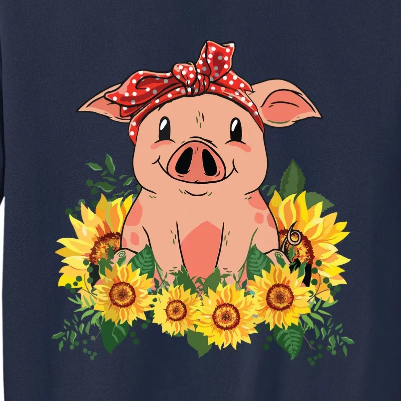 Cute Pig Bandana Sunflower Funny Farm Animal Lover Sweatshirt