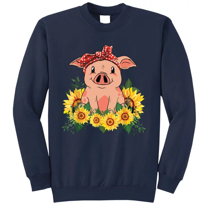 Cute Pig Bandana Sunflower Funny Farm Animal Lover Sweatshirt