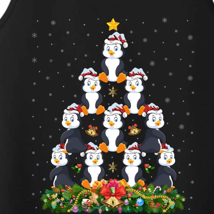 Cute Penguin Bird Lover Xmas Santa Penguin Christmas Tree Meaningful Gift Performance Tank