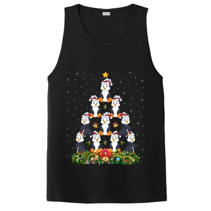 Cute Penguin Bird Lover Xmas Santa Penguin Christmas Tree Meaningful Gift Performance Tank